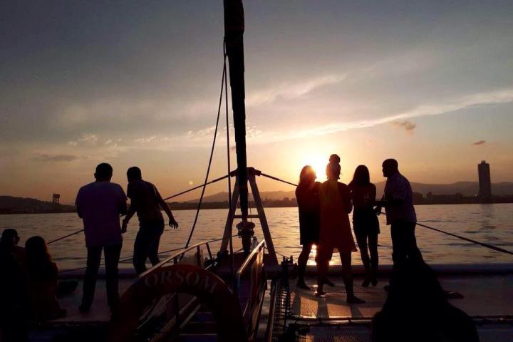 Sunset from Catamaran Orsom Barcelona