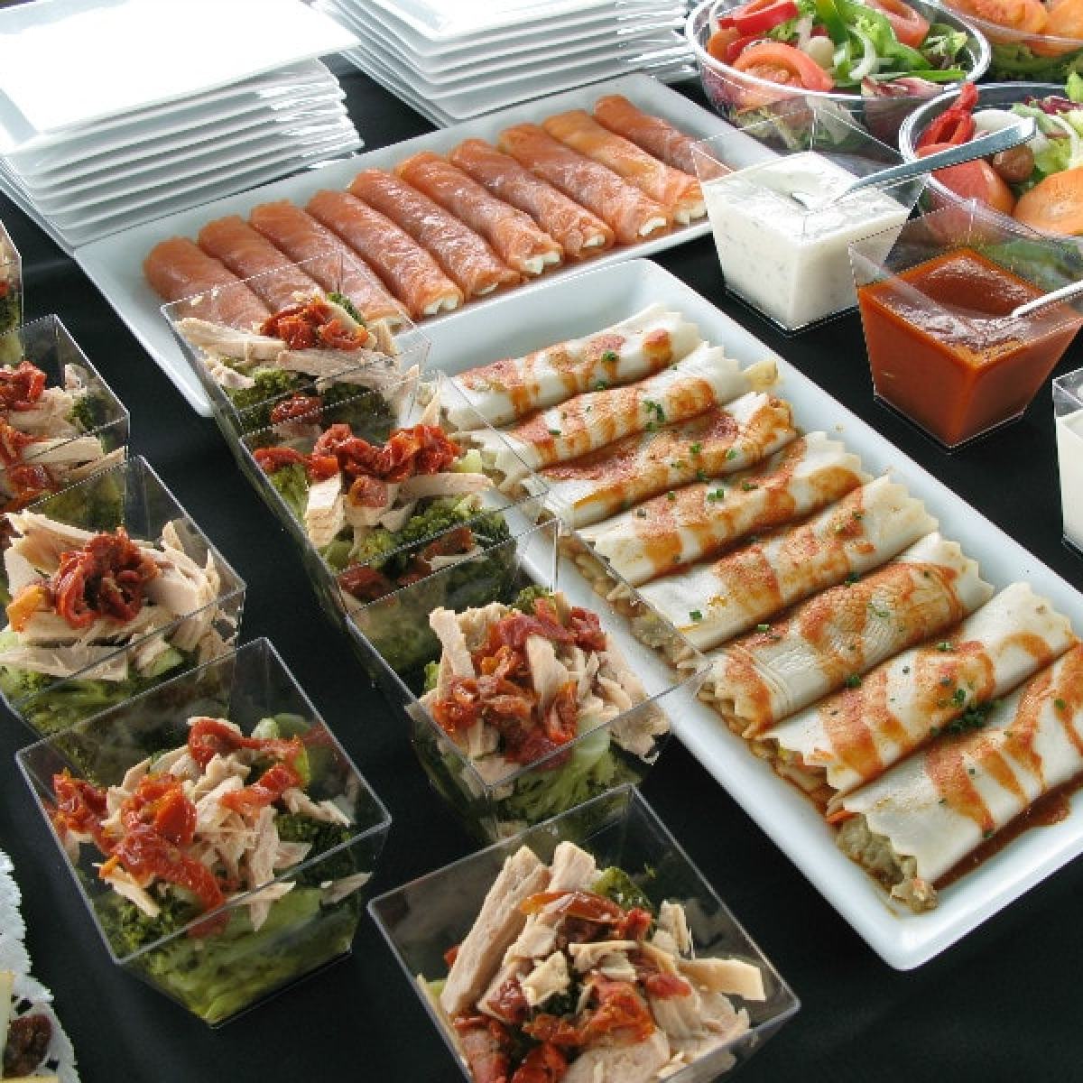 Food served during an event in Catamaran Orsom Barcelona