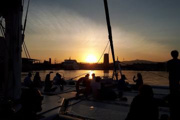 Sunset from Catamaran Orsom Barcelona